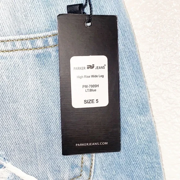 Parker Jeans Light Wash Distressed 100% Algodon High Rise Wide Leg Jeans - Picture 10 of 12